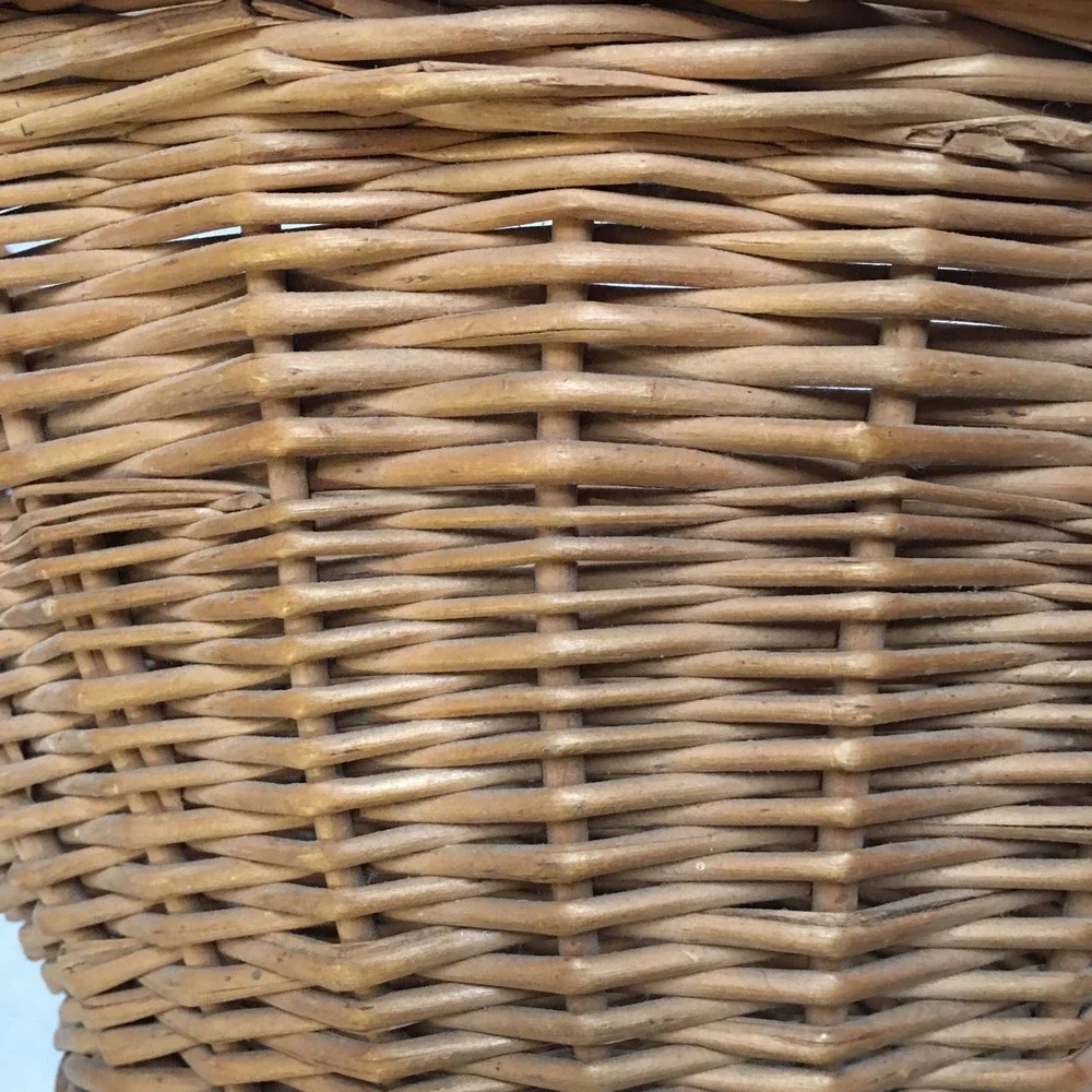 Wicker Basket Home Decor Medium Brown Oval Woven Willow with Handles Cottagecore